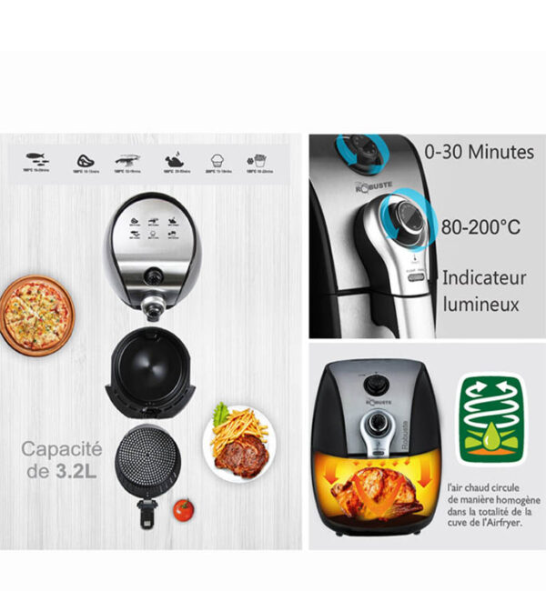 Robuste Friteuse Electrique - 3.2 Litres - Sans Huile